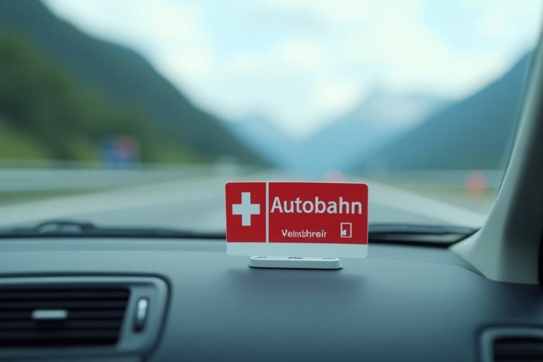 Schweizer Autobahnvignette auf Windschutzscheibe